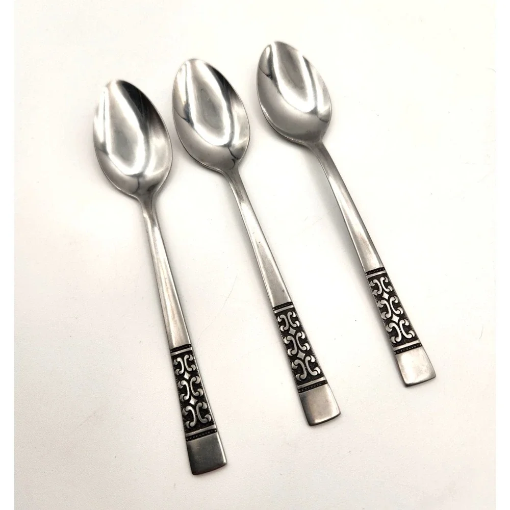 ROGERS Stanley Roberts CASA VISTA Stainless Lot of 3 Teaspoons Korea MCM
